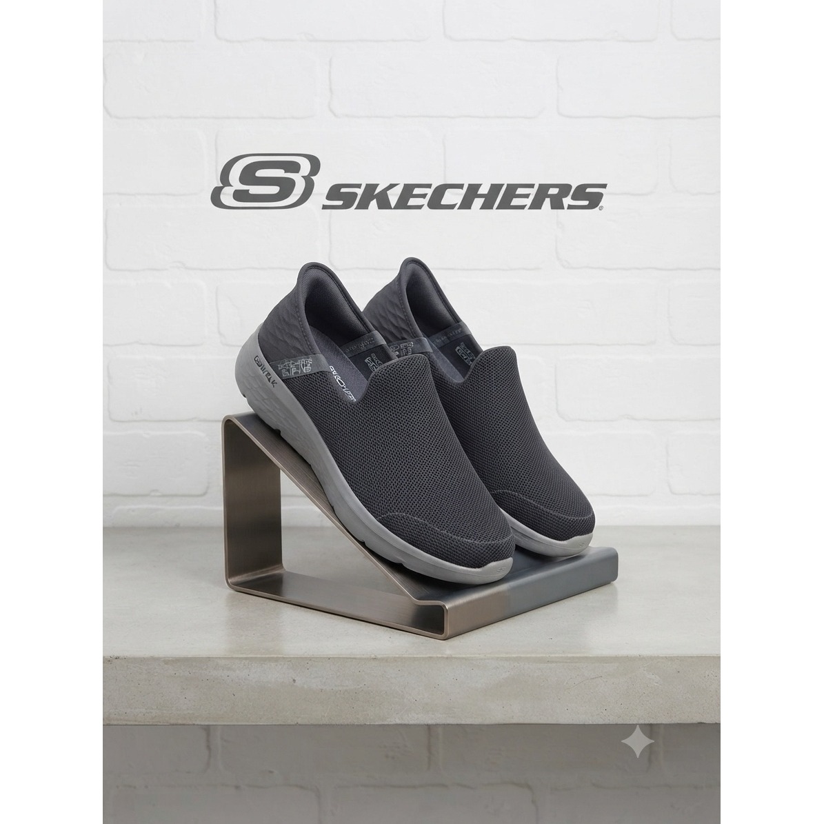 Skechers Hands Free Slip-Ins Go Walk Mens 8 Dark Gray 216491 Dkgy Walking Shoes